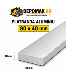 Platbanda aluminiu 80 x 40 mm, 6 metri (EN-AW 6060)